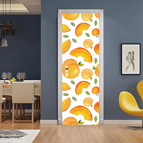 

2pcs Self-adhesive Creative Door Stickers Peach Pattern Living Room Diy Decoration Home Waterproof Wall Stickers