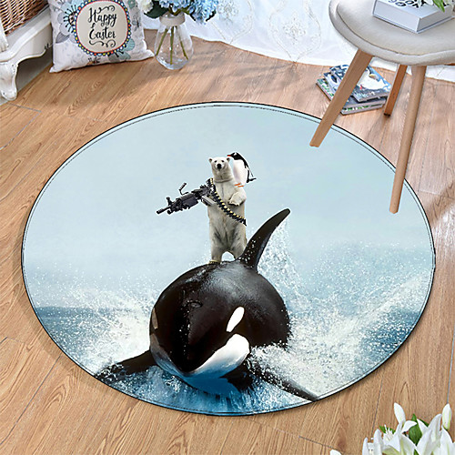 

Round 5mm Area Rugs Machine Made Polyster Non Skid Modern 3D