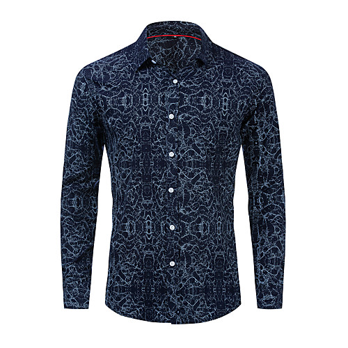 

Men's Shirt Waves Button-Down Long Sleeve Casual Tops 100% Cotton Lightweight Casual Fashion Breathable Blue
