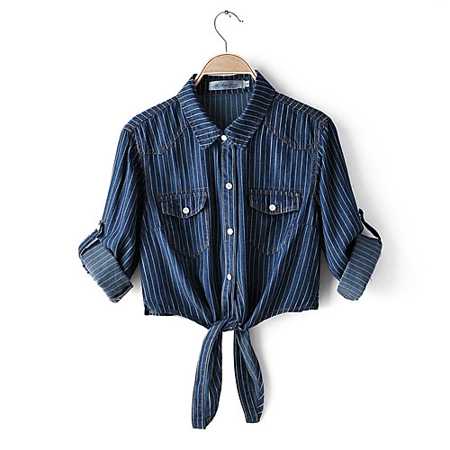 

Women's Coat Daily Wear Spring Summer Short Coat Regular Fit Casual Jacket Solid Color Button Navy Blue