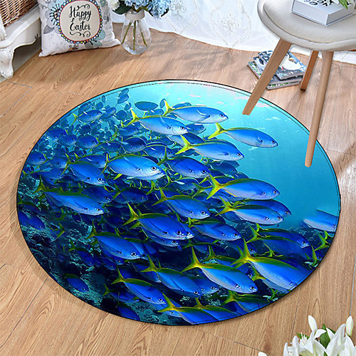 

Round 5mm Area Rugs Machine Made Polyster Non Skid Modern 3D