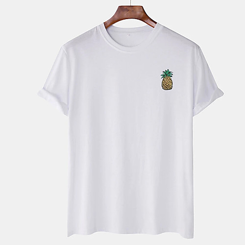 

Men's Unisex Tee T shirt Hot Stamping Graphic Prints Pineapple Plus Size Print Short Sleeve Casual Tops Cotton Basic Designer Big and Tall White Black