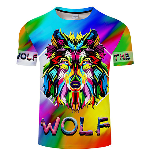 

Men's Unisex Tee T shirt Shirt 3D Print Graphic Prints Animal Plus Size 3D Print Short Sleeve Casual Tops Basic Designer Big and Tall Blushing Pink Green Rainbow