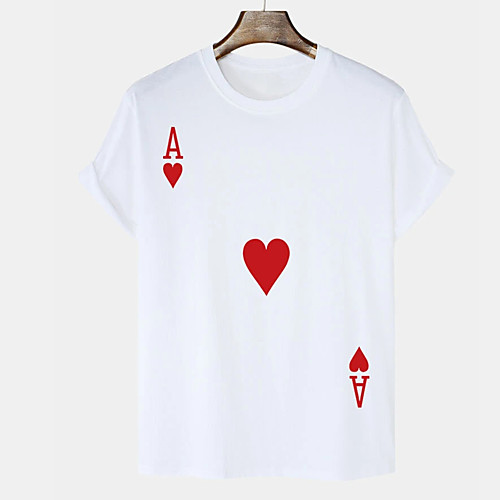 

Men's Unisex Tee T shirt Hot Stamping Graphic Prints Poker Plus Size Print Short Sleeve Casual Tops Cotton Basic Designer Big and Tall White Black