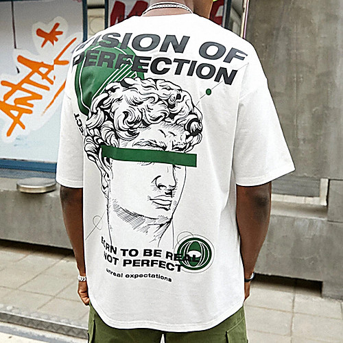 

Men's Unisex Tee T shirt Hot Stamping Graphic Prints Human Plus Size Print Short Sleeve Casual Tops Cotton Basic Designer Big and Tall White
