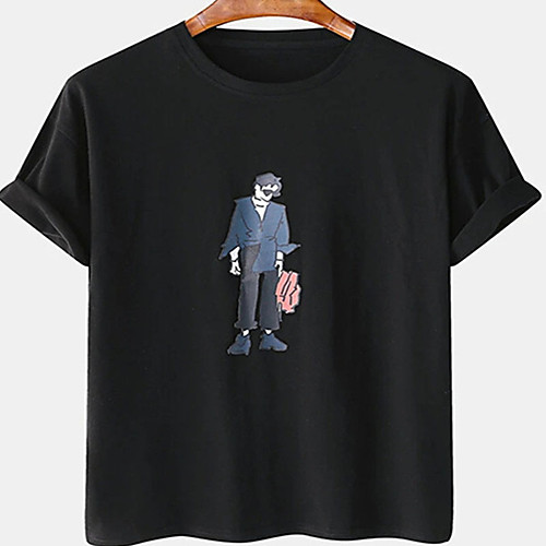 

Men's Unisex Tee T shirt Hot Stamping Human Plus Size Print Short Sleeve Casual Tops Cotton Basic Designer Big and Tall White Black