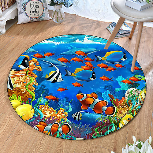 

Round 5mm Area Rugs Machine Made Polyster Non Skid Modern 3D