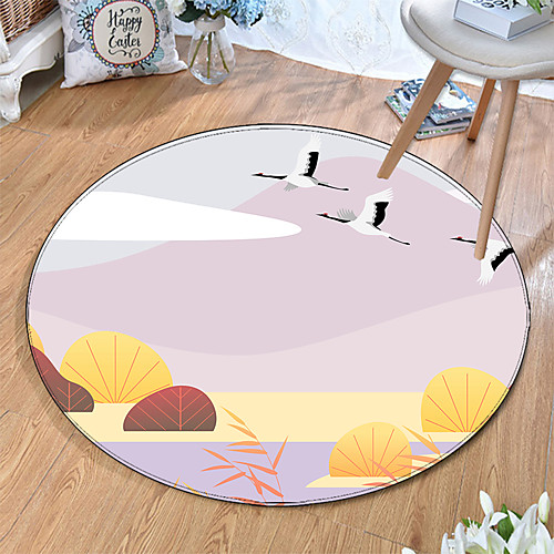 

Round 5mm Area Rugs Machine Made Polyster Non Skid Modern 3D