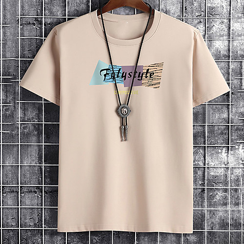 

Men's Unisex Tee T shirt Hot Stamping Graphic Prints Letter Plus Size Print Short Sleeve Casual Tops Cotton Basic Fashion Designer Big and Tall White Black Khaki