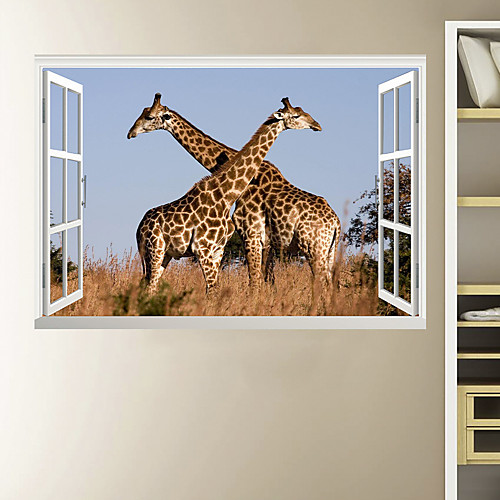

3D Fake Window Cute Deer Home Children's Room Background Decoration Can Be Removed Stickers
