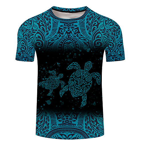 

Men's Unisex Tee T shirt 3D Print Graphic Prints Tortoise Plus Size 3D Print Short Sleeve Casual Tops Basic Designer Big and Tall White Blue Gray