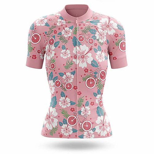 

21Grams Women's Short Sleeve Cycling Jersey Summer Spandex Pink Floral Botanical Bike Top Mountain Bike MTB Road Bike Cycling Sports Clothing Apparel / Stretchy / Athleisure