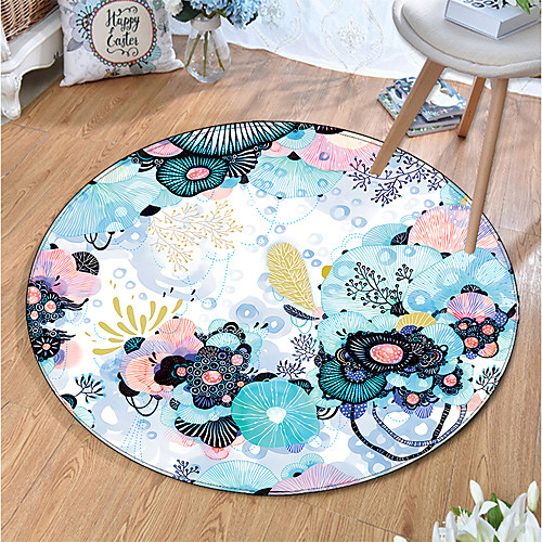 

Round 5mm Area Rugs Machine Made Polyster Non Skid Modern 3D