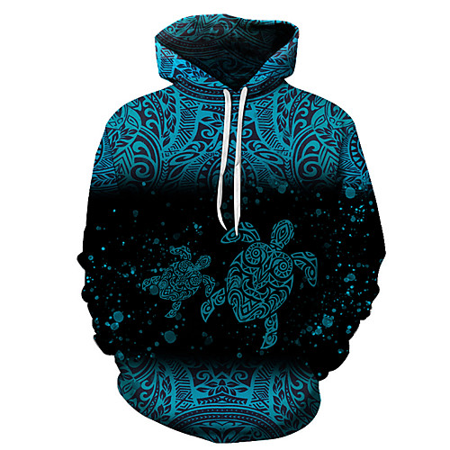 

Men's Unisex Plus Size Pullover Hoodie Sweatshirt Graphic Prints Turtle Print Hooded Casual Daily Holiday 3D Print Basic Designer Hoodies Sweatshirts Long Sleeve Blue Gray White