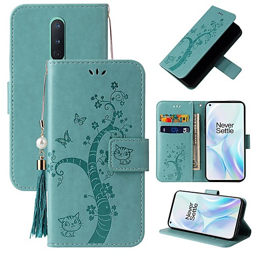 

Wallet Flip Phone Case For OnePlus 8 Pro OnePlus Nord Tassels Embossed Tree Pattern PU Leather Full Body Protective Cover with Card Slots Kickstand