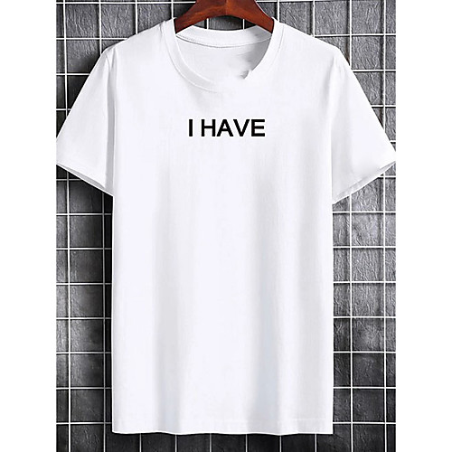 

Men's Unisex Tee T shirt Hot Stamping Graphic Prints Letter Plus Size Print Short Sleeve Casual Tops Cotton Basic Fashion Designer Big and Tall Round Neck White Black / Summer