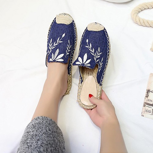 

Women's Clogs & Mules Flat Heel Round Toe Canvas Solid Colored Blue Beige