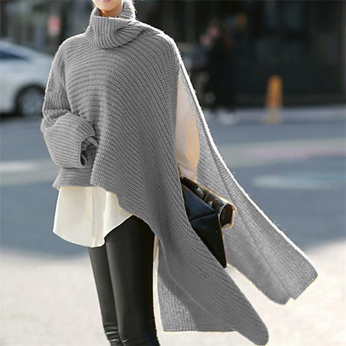 

Women's Solid Color Cardigan Long Sleeve Sweater Cardigans High Neck White Yellow Blushing Pink