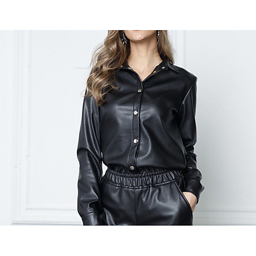 

Women's Coat Casual / Daily Fall Winter Regular Coat Regular Fit Casual Jacket Solid Color Bell Bottom Black
