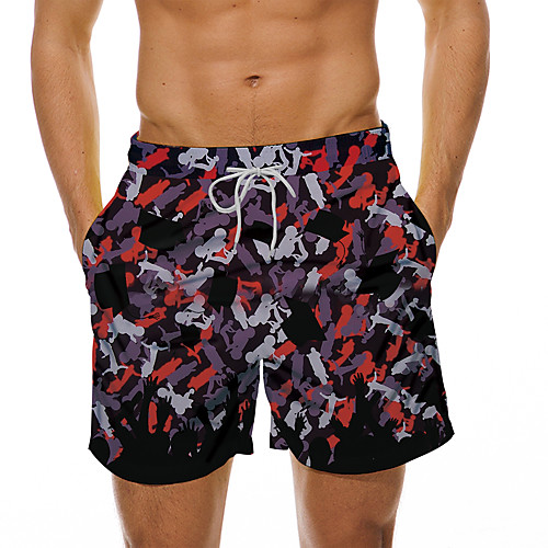 

Men's Casual Designer Quick Dry Breathable Beach Swimming Pool Bermuda shorts Board Shorts Pants Camouflage Graphic Prints Short 3D Print Drawstring Elastic Waist Camouflage Gray / Summer