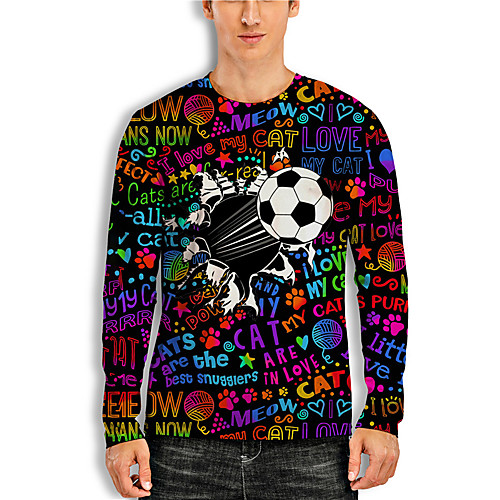 

Men's Tee T shirt Shirt 3D Print Graphic Prints Football Print Long Sleeve Daily Tops Casual Designer Big and Tall Black