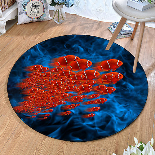

Round 5mm Area Rugs Machine Made Polyster Non Skid Modern 3D