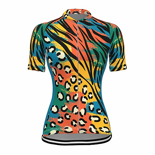 

21Grams Women's Short Sleeve Cycling Jersey Summer Spandex Yellow Leopard Bike Top Mountain Bike MTB Road Bike Cycling Sports Clothing Apparel / Stretchy / Athleisure