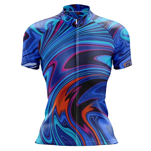 

21Grams Women's Short Sleeve Cycling Jersey Summer Spandex Dark Blue Bike Top Mountain Bike MTB Road Bike Cycling Sports Clothing Apparel / Stretchy / Athleisure
