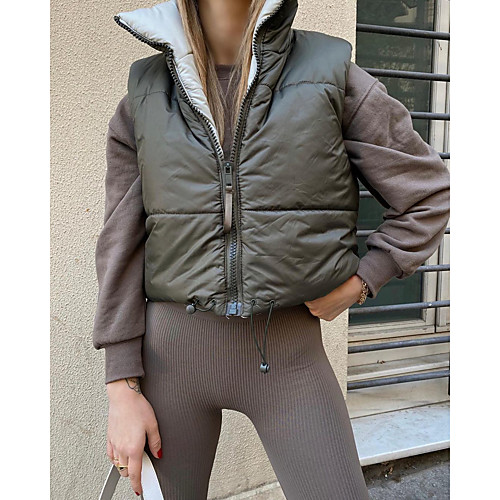 

Women's Coat Daily Wear Spring Summer Regular Coat Regular Fit Casual Jacket Solid Color Zipper Green Black