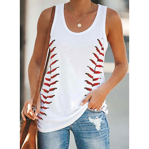 

Women's Tank Top Graphic Print U Neck Basic Streetwear Tops White Black
