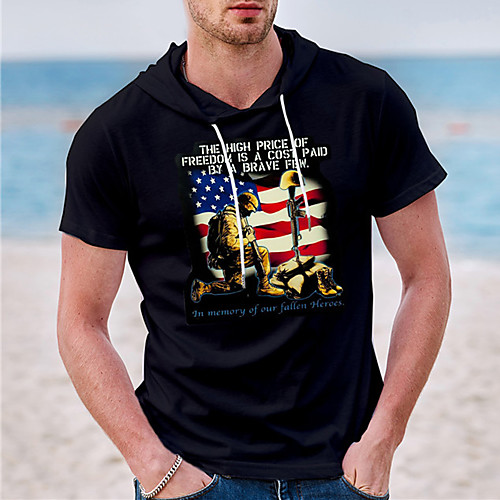 

Men's Unisex Tee T shirt Shirt Hot Stamping Graphic Prints Flag Plus Size Short Sleeve Casual Tops Cotton Basic Designer Big and Tall Black