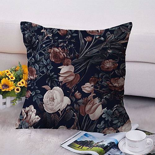 

Floral Double Side Cushion Cover 1PC Soft Decorative Square Throw Pillow Cover Cushion Case Pillowcase for Bedroom Livingroom Superior Quality Machine Washable Outdoor Cushion for Sofa Couch Bed Chair Garden Theme