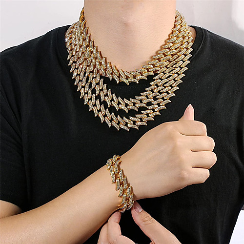 

Jewelry Set Cuban Chain Link European Earrings Jewelry Silver For Street Gift 1 set