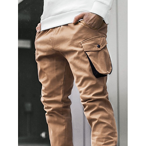 

Men's Cargo Sports Outdoor Sports Casual Sports Pants Sweatpants Pants Solid Colored Full Length Patchwork Khaki Green Dark Gray
