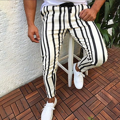 

Men's Athleisure Sports Outdoor Sports Casual Sports Pants Sweatpants Pants Stripe Full Length Print White Blue Red Yellow