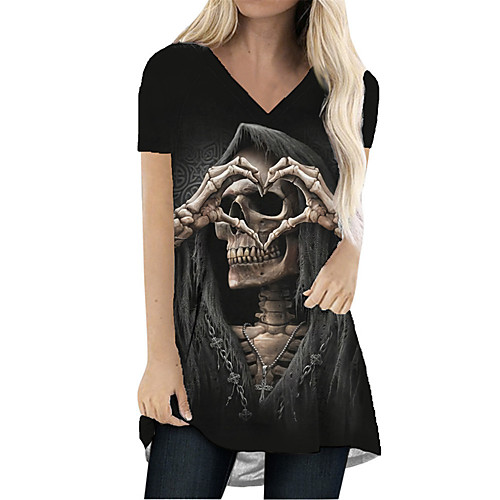 

Women's T Shirt Dress Tee Dress Short Mini Dress Black Short Sleeve Print Abstract Print Spring Summer V Neck Casual Holiday Loose 2021 S M L XL XXL 3XL