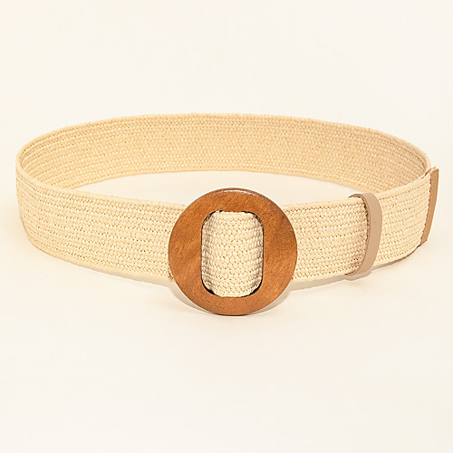 

Women's Waist Belt Tea Party Festival Beige Black Belt Solid Color / White