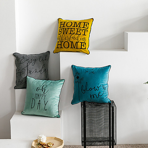 

Velvet Pillow Letter Printing Cushion Cover Three-Dimensional Contrast Color Piping Containing Core Waist Comfort Rest