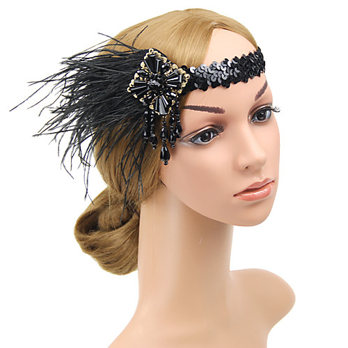 

Head Jewelry Flapper Headband 1920s Vintage The Great Gatsby Feather For The Great Gatsby Cosplay Women's Costume Jewelry Fashion Jewelry