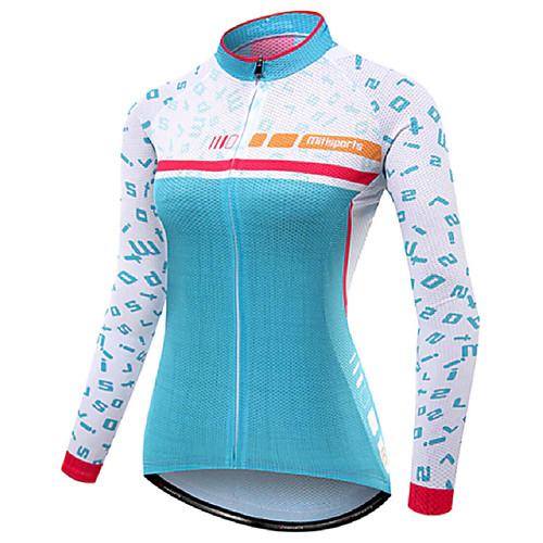 

21Grams Women's Long Sleeve Cycling Jersey Summer Spandex Polyester BlueWhite Bike Jersey Top Mountain Bike MTB Road Bike Cycling Quick Dry Moisture Wicking Breathable Sports Clothing Apparel