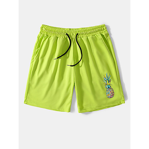 

Men's Casual / Sporty Streetwear Comfort Breathable Soft Daily Weekend Chinos Shorts Pants Graphic Prints Pineapple Above Knee Drawstring Pocket Elastic Waist Black Green
