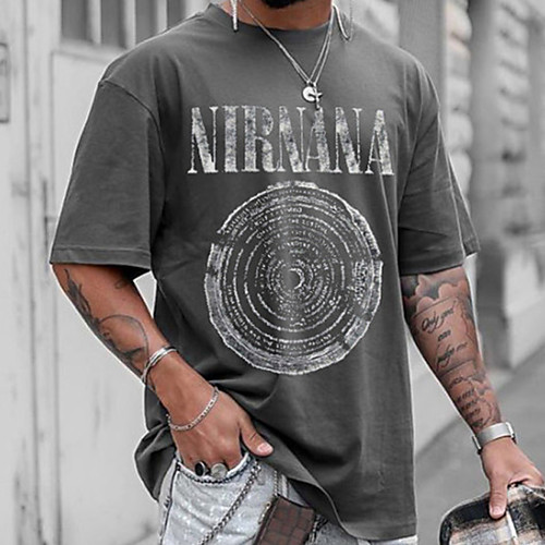 

Men's Unisex Tee T shirt Shirt Hot Stamping Graphic Prints Letter Plus Size Zero two Print Short Sleeve Casual Tops Cotton Basic Designer Big and Tall Gray