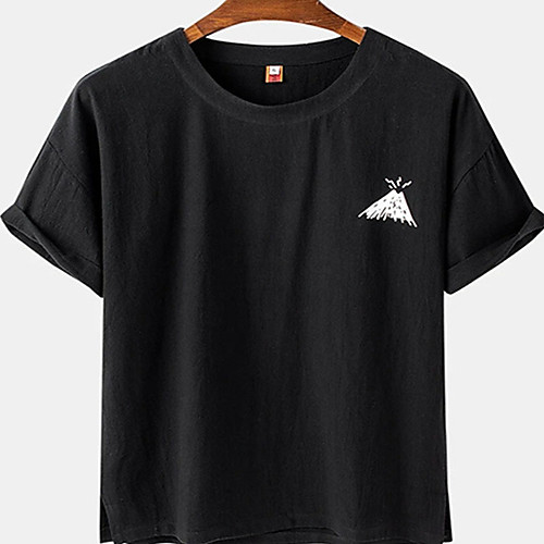 

Men's Unisex Tee T shirt Hot Stamping Curve Plus Size Print Short Sleeve Casual Tops Cotton Basic Designer Big and Tall Black Khaki Light gray