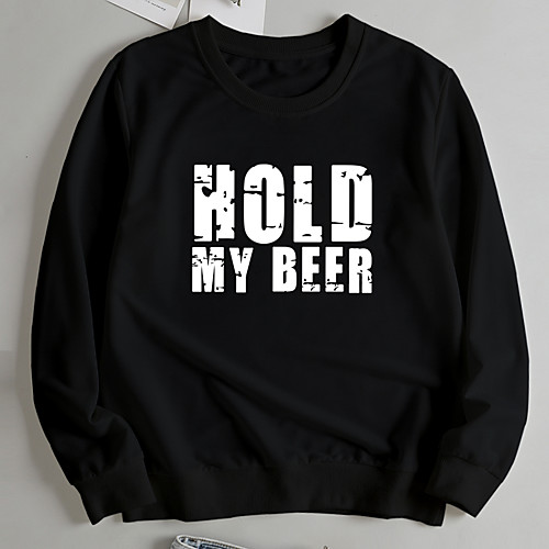 

Women's Pullover Sweatshirt Letter Print Casual Other Prints Casual Hoodies Sweatshirts Loose Yellow Light Grey White