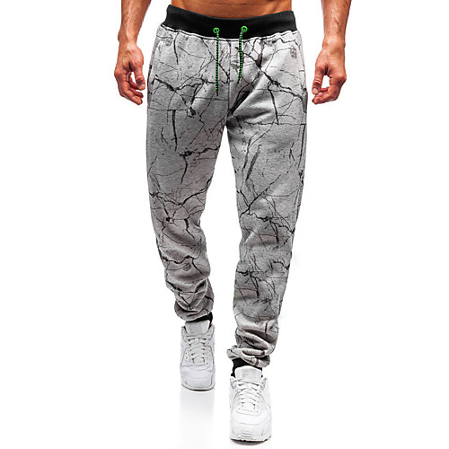 

Men's Casual / Sporty Breathable Casual Daily Chinos Pants Graphic Full Length Pocket Elastic Drawstring Design Light Grey Dark Gray