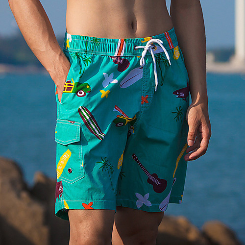 

Men's Sporty Casual / Sporty Breathable Soft Holiday Beach Shorts Swim Trucks Pants Graphic Short Drawstring Elastic Waist Orange Green