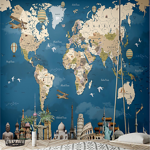 

Mural Wallpaper Wall Sticker Covering Print Peel and Stick Removable World Map Canvas Home Décor