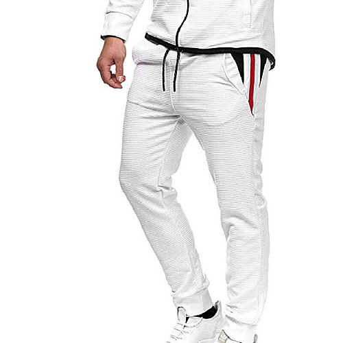 

Men's Sporty Casual / Sporty Breathable Soft Sports Weekend Pants Chinos Pants Color Block Full Length Drawstring Elastic Waist ArmyGreen White Blue Red Black
