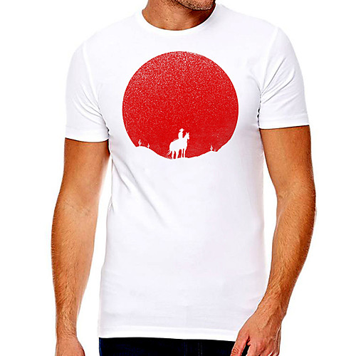 

Men's Unisex Tee T shirt Hot Stamping Graphic Prints Sun Plus Size Print Short Sleeve Casual Tops Cotton Basic Designer Big and Tall White
