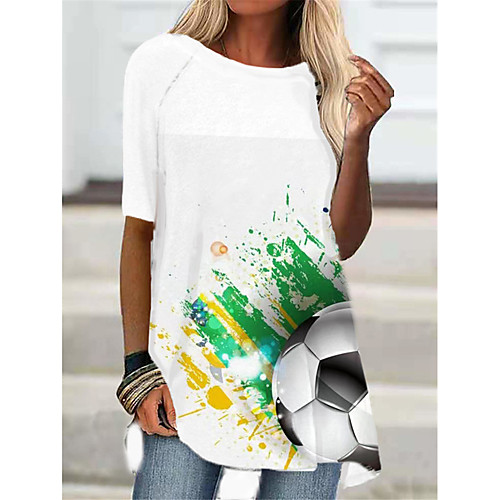 

Women's T Shirt Dress Tee Dress Short Mini Dress Green White Red Half Sleeve Striped Letter Print Fall Summer Round Neck Casual Holiday 2021 S M L XL XXL 3XL